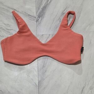 Coral Ribbed Bikini Top